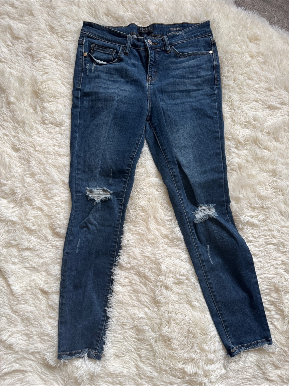Judy blues dark Blue Distressed Women’s Skinny Jeans, stretchy, comfy